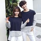 Couple Matching Pinstripe Panel Sweatshirt