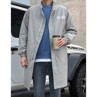 Stand-collar Flap Zip Coat