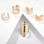 Set Of 5: Alloy Open Ring (various Designs)
