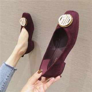 Metal Disc Chunky Heel Loafers