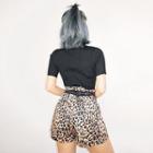 Drawcord Leopard-print A-line Shorts