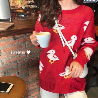 Pattern Knit Top Red - One Size