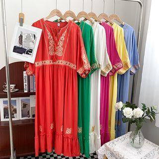 Embroider Ruffle A-line Dress