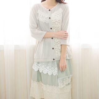 3/4-sleeve Lace Trim Light Jacket