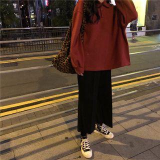 Polo Sweatshirt / Plain Wide-leg Pants