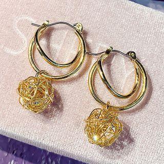 Woven Ball Dangle Earring 1 Pair - Gold - One Size