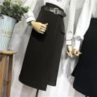 Irregular Woolen A-line Midi Skirt