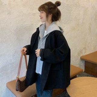 Hooded Panel Double-breasted Jacket