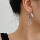Heart Drop Earring 1 Pair - Transparent Heart - Silver - One Size