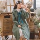 Ribbon Bow Hooded Buttoned Coat