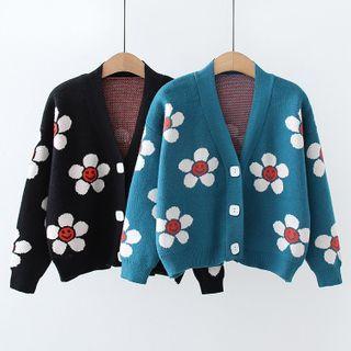 Flower Jacquard Knit Cardigan