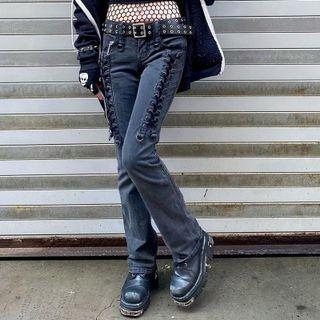 Low-rise Lace-up Side Detail Straight Leg Jeans