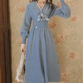 Front Knot Midi A-line Knit Dress