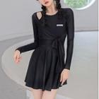 Long-sleeve Tied Swim Dress