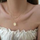 Disc Pendant Layered Necklace 1 Pc - Disc Pendant Layered Necklace - Gold - One Size