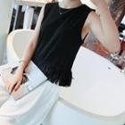 Sleeveless Fringed Top