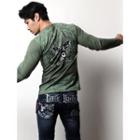 Round-neck Printed T-shirt (green) Xl