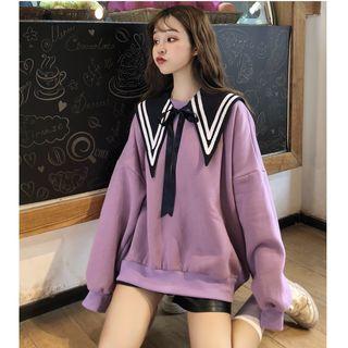 Embroidered Pullover With Sailor Collar