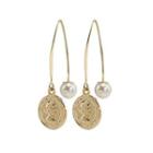Faux Pearl Coin Through & Through Earring Gold - One Size