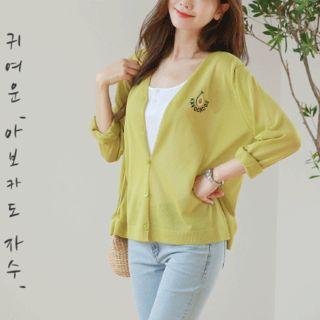 Avocado Embroidered Summer Cardigan