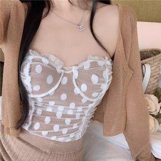 Mesh Tube Top / Cardigan / Knit Shorts