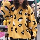 Leopard Printed Sweater Yellow - One Size