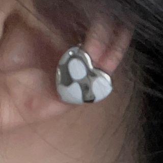 Milk Cow Print Heart Alloy Cuff Earring