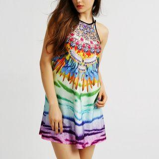 Sleeveless Printed Cross-strap Dress