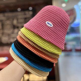 Lettering Applique Eyelet Bucket Hat
