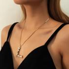 Letter L Pendant Alloy Necklace Gold - One Size