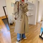 Belted Epaulette Classic Long Trench Coat Beige - One Size