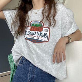 Oversize Short-sleeve Lettering Printed T-shirt