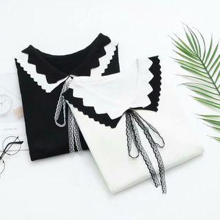 Plus Size Color-block Long-sleeve Blouse