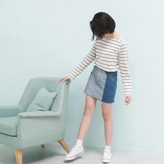 Color-block Denim Skirt