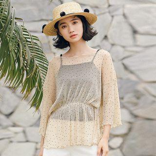 Set: 3/4-sleeve Dotted Top + Camisole