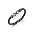 Simple Personality Plated Black 316l Stainless Steel Infinity Symbol Braided Leather Bracelet Black - One Size