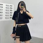 Short-sleeve Double Breasted Blazer / Mini Skirt / Chain / Set