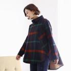 Mock-neck Dip-back Checked Top