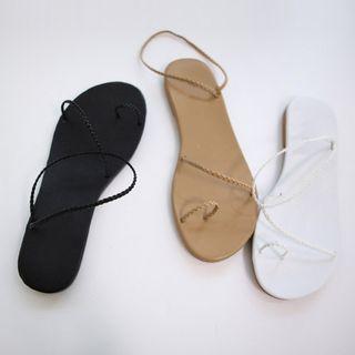 Toe-loop Braided-strap Flat Sandals