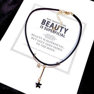 Alloy Star Pendant Choker Black - One Size