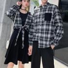 Couple Matching Plaid Shirt / Cropped Shirt / Plain Tank Dress / Set