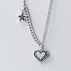 925 Sterling Silver Star Heart Pendant Necklace S925 Silver - Necklace - One Size