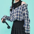Mock Tow-piece Plaid Shirt As Shown In Figure - One Size