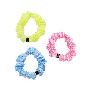 Set Of 3: Stripe Mini Scrunchy Hair Tie Stripe - Multicolor - One Size