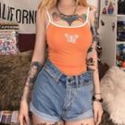 Spaghetti Strap Butterfly Embroidery Playsuit
