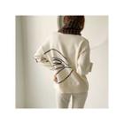 Crewneck Embroidery Sweater Ivory - One Size