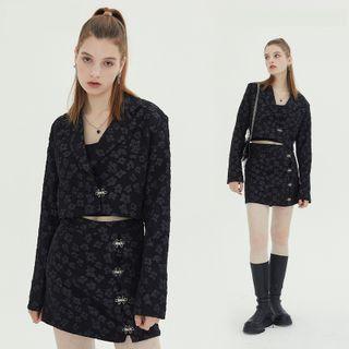 Set: Floral Crop Blazer + Skirt