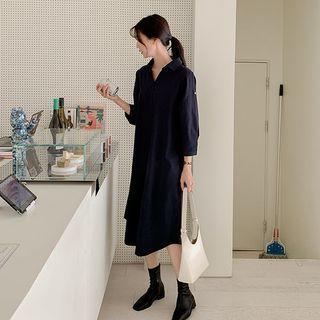 Plus Size Tap-sleeve Shirtdress