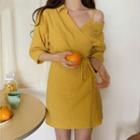 Cold-shoulder 3/4-sleeve Mini A-line Dress