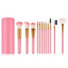 Set Of 12: Makeup Brush With Case T-12-064 - Pink - One Size